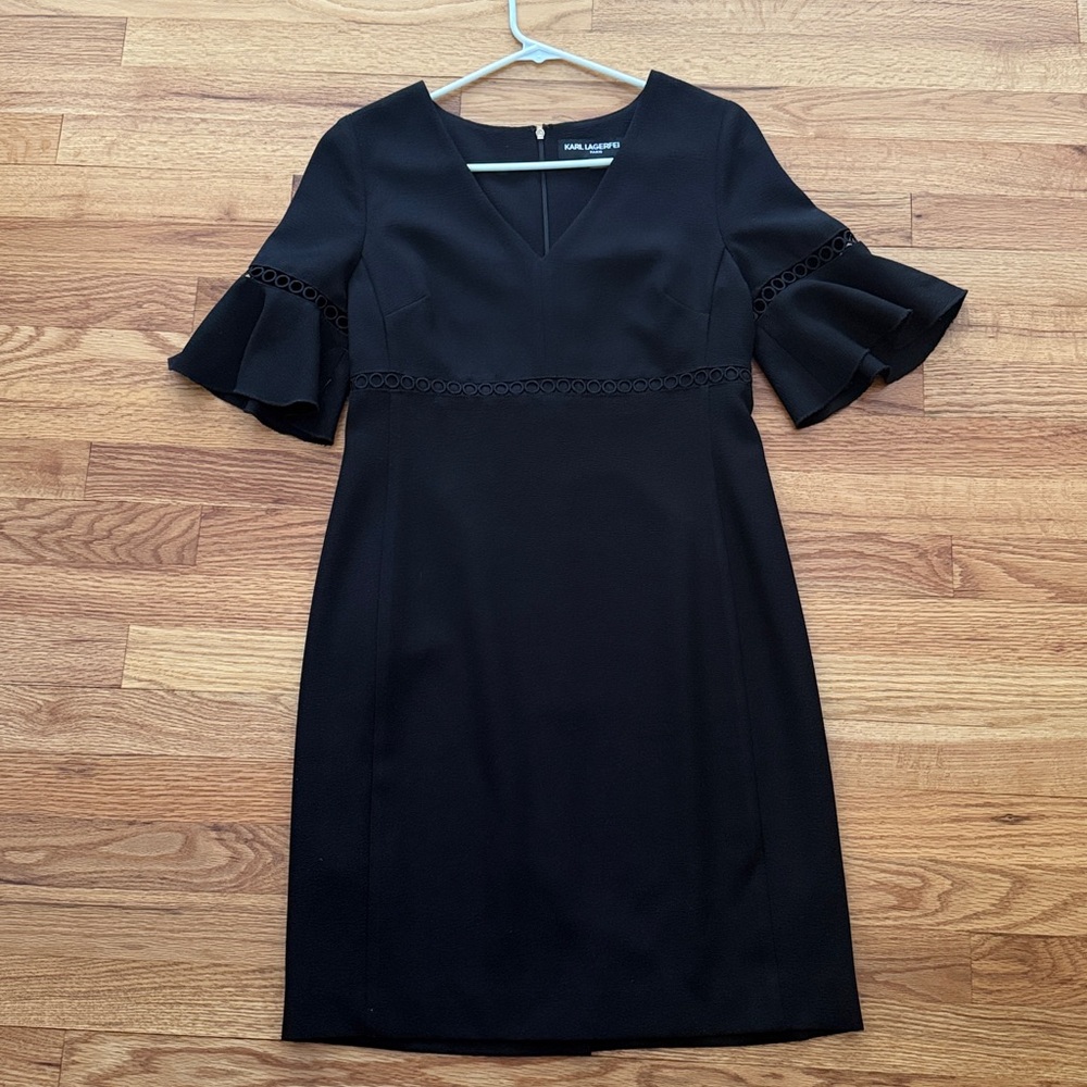 Karl Lagerfeld Black Flared Sleeve Dress